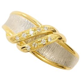 Autre Marque PT900 Platin- und 18K Gelbgold-Ring mit Diamant