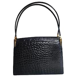 Zagliani Handtasche aus schwarzem Krokodilleder