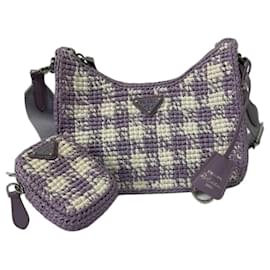 Prada Re-Edition 2005 Borsa in Rafia a Quadri