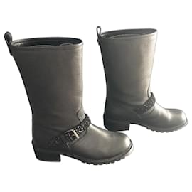 Giuseppe Zanotti Schwarze Leder Biker-Stiefel