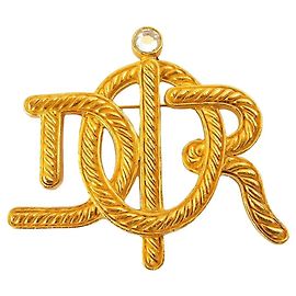 Broche Christian Dior Logo Bañado en Oro