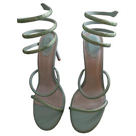Rene Caovilla René Caovilla Sandali Tacchi Alti in Pelle Verde Menta con Strass