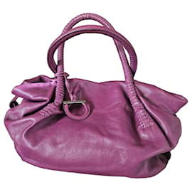 Salvatore Ferragamo Borsa Hobo Gancini in Pelle Viola