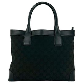 Gucci GG Pattern Canvas und Leder Tote Bag