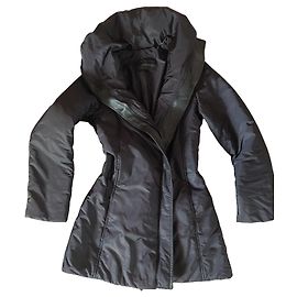 Ermanno Scervino Abrigo de nylon negro y cuero