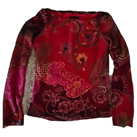 Etro Top a Maniche Lunghe Stampa Floreale Rossa