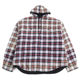 Camicia Balenciaga con cappuccio a quadri sbiaditi Camicia in cotone
