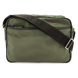 Borsa a tracolla in nylon jacquard con logo Prada e pelle