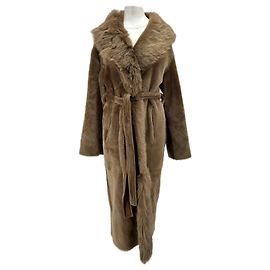 Autre Marque Brauner Leder-Trenchcoat