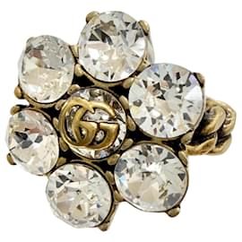 GUCCI GG Marmont Flower Rhinestone Ring