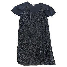 Kenzo Vestido asimétrico negro con lunares crema