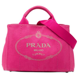 Mini borsa a mano in canapa con logo triangolo Prada