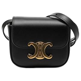 Celine Triomphe Mini Claude Crossbody Bag aus schwarzem Leder - Céline
