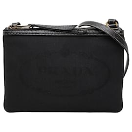 Borsa a tracolla in jacquard con logo Prada