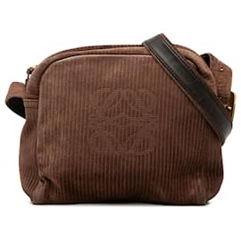 Borsa a tracolla LOEWE in velluto a coste marrone Anagram