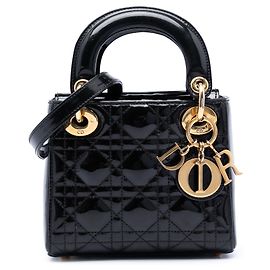 Lady Dior mini in vernice nero cannage
