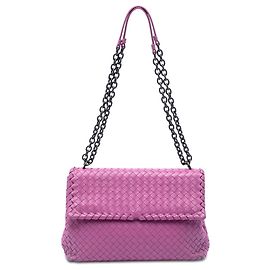 Borsa a tracolla Bottega Veneta Olimpia in nappa Intrecciato viola, taglia Medium