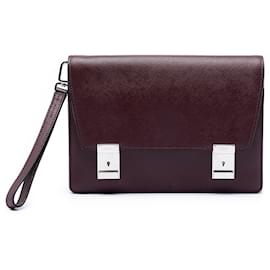 Clutch convertibile in Saffiano rosso con doppia chiusura Prada