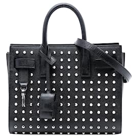 Saint Laurent Black Nano Grain de Poudre Studded Sac de Jour Satchel