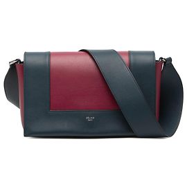 Céline Borsa a tracolla con struttura in pelle di vitello liscia lucida blu Medium di Celine