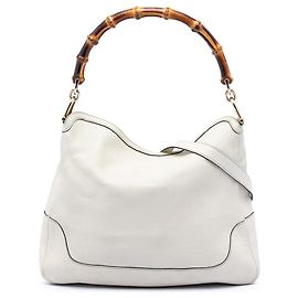 Borsa Diana in pelle di vitello bianca con manico in bambù Gucci