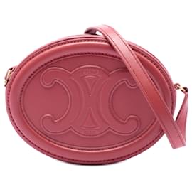 Céline Celine Borsa a tracolla Cuir Triomphe Oval in pelle di vitello rossa Small