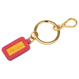 Portachiavi e charm per borsa in Saffiano rosa con logo Prada