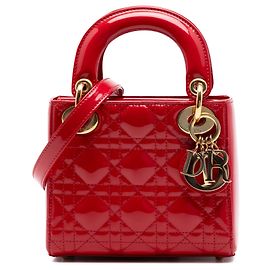 Lady Dior mini in vernice rosso cannage