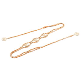 Collar choker Chanel Gold CC de cuero trenzado chapado en oro