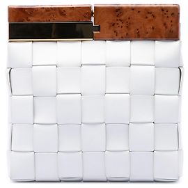 Clutch The Snap em pele de cordeiro branca Maxi Intrecciato Bottega Veneta