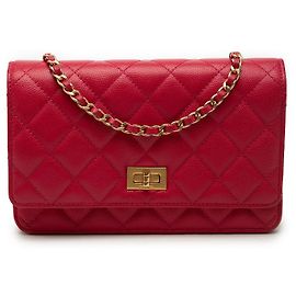Portafoglio con catena Chanel Red Quilted Caviar Reissue 2.55