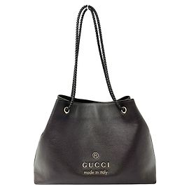 Borsa a mano in pelle marrone scuro Gucci