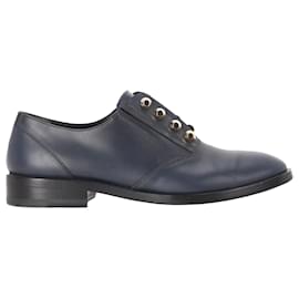 Balenciaga Studded Derby Shoes in Navy Blue Leather