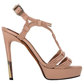 Sandali con plateau e listino a T di Givenchy in pelle beige