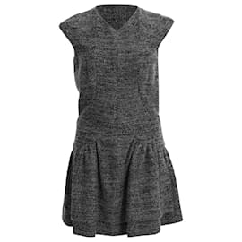 Vestido corto con cuello en V Chanel en lana gris