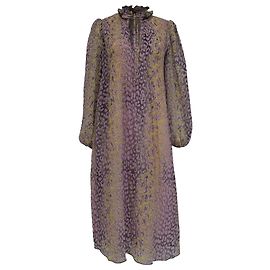 Vestido midi con estampado de leopardo Ganni en poliéster multicolor