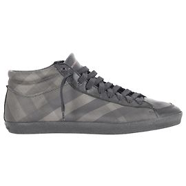 Burberry High-Top-Sneaker mit Check-Print aus grau beschichtetem Canvas
