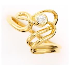 Autre Marque 18K Gelbgold-Ring mit Diamant