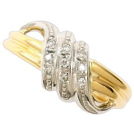 Autre Marque 18K Gelbgold- und Platin-Diamantring