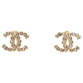 Chanel 2021 Orecchini a Lobo CC Large Dorati e Cristalli