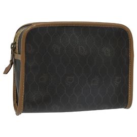 Christian Dior Vintage Honeycomb Zip Canvas and Leather