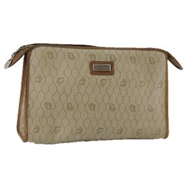 Christian Dior Vintage Honeycomb Zip Canvas and Leather