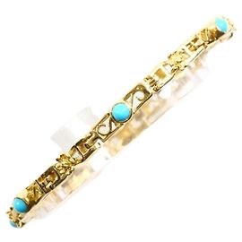 Autre Marque Bracciale con charm in oro giallo 18K con turchese