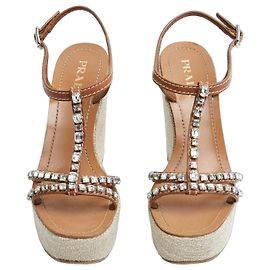 Prada Sandali con Zeppa e Strass