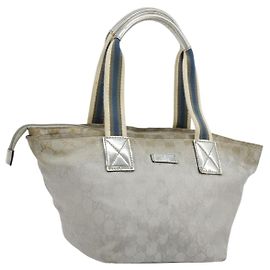 Borsa GUCCI GG Canvas Sherry Line Silver Gray 131228 Auth 181162