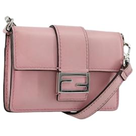 Pochette a tracolla FENDI in pelle rosa e argento Auth bs35213A - Fendi