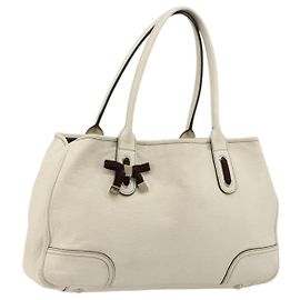 Borsa Tote Princi GUCCI in pelle bianco oro 163805 Auth 165261