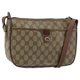 Bolsa GUCCI GG Supreme Web Sherry Line PVC Bege Ouro 89 02 077 Auth BA12772