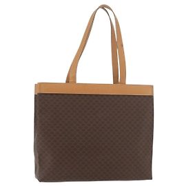 Céline Borsa Tote CELINE Macadam Canvas in PVC e pelle marrone con dettagli dorati Autentica 181314
