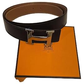 Cinturón Hermès reversible de cuero con hebilla H